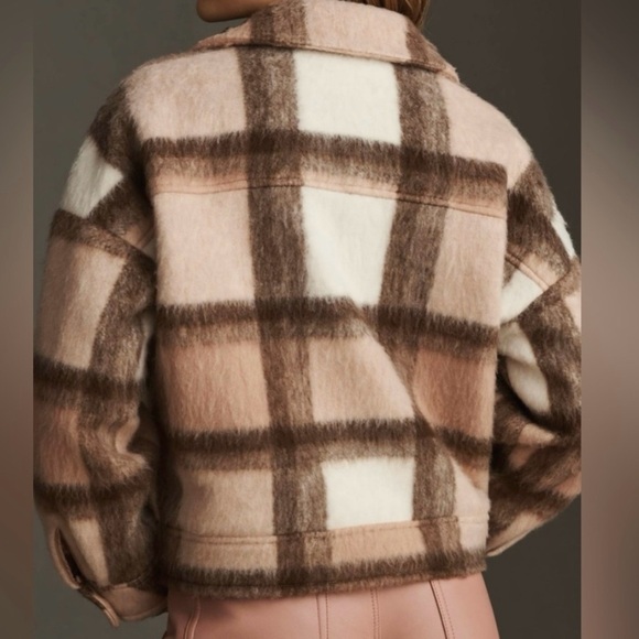 NWT, Anthropologie, Greylin Plaid Shacket/Jacket, Brown, Pink, White, Large - Picture 4 of 9